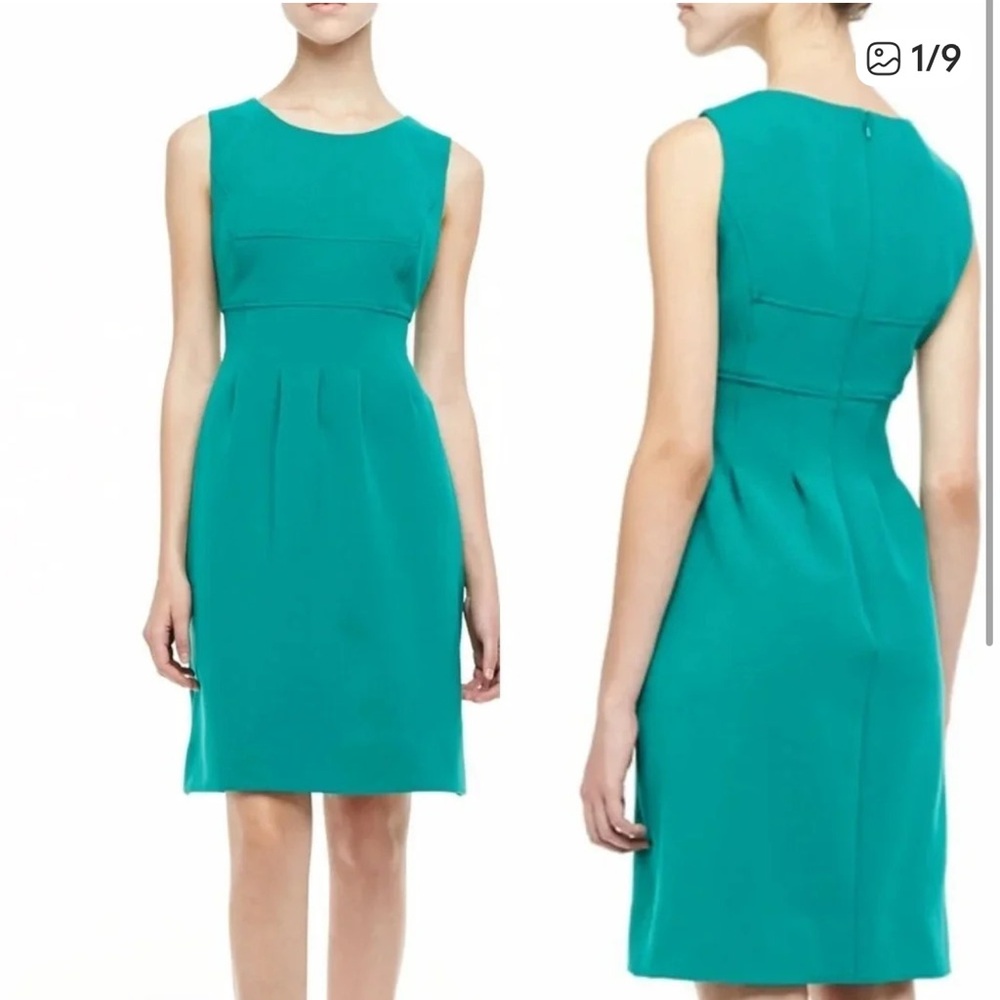 Lela Rose Teal Pleated Sheath Dress